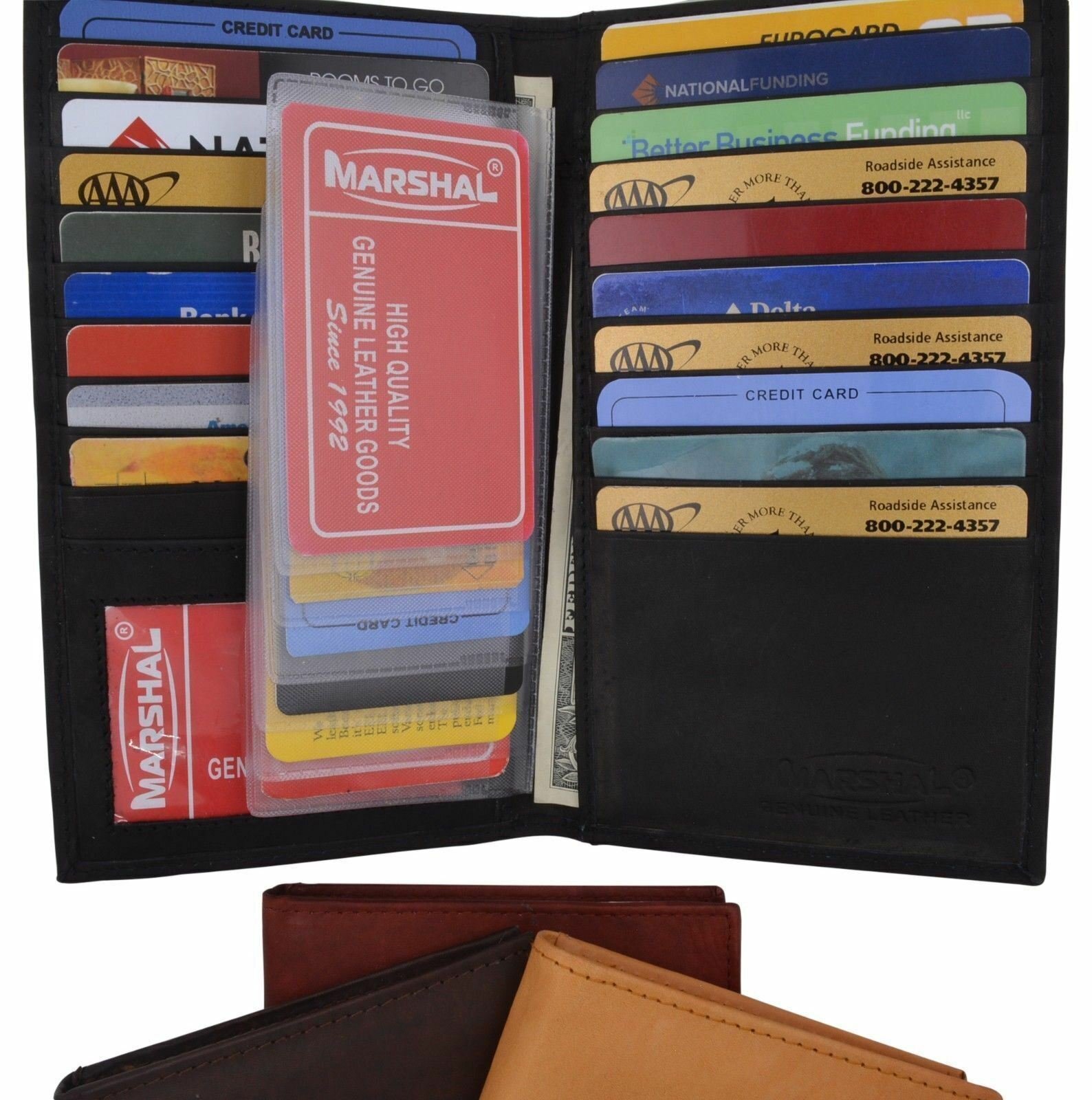 Genuine Leather Credit Card Holder Wallet 19 Card Slots + 1 ID Window