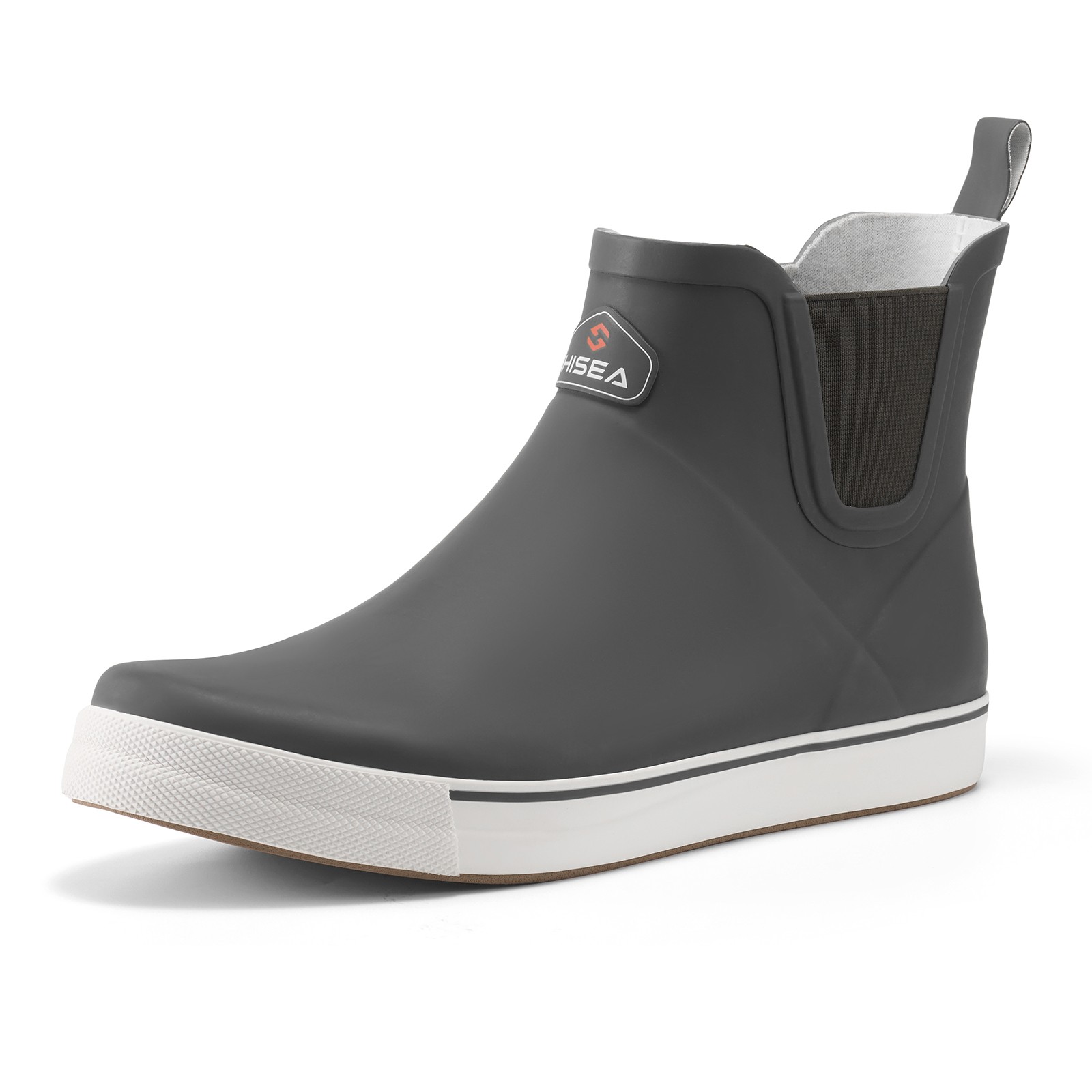 HISEA Men’s Deck Boots Ankle Rain Boots Waterproof Rubber Sailing Fishing Boots