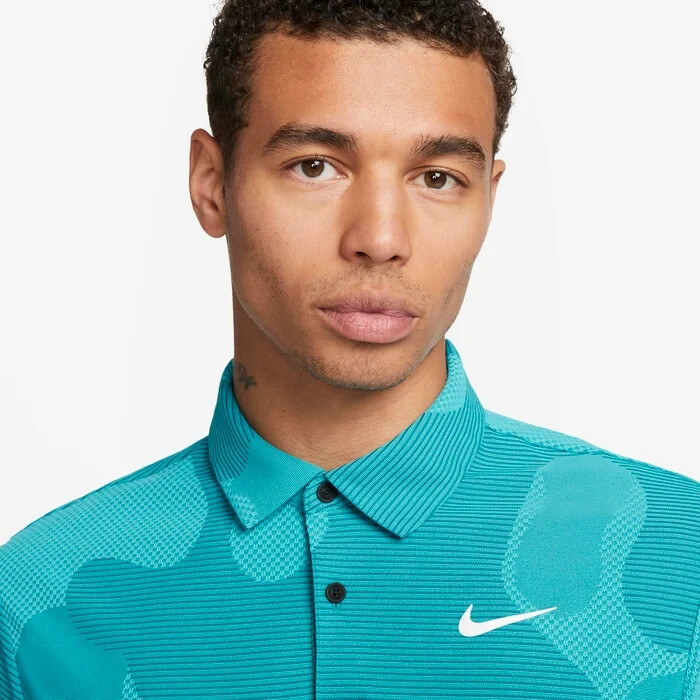 Nike Dri-Fit ADV Tour Camo Golf Polo Teal DR5312-381 Mens 2XL XXL