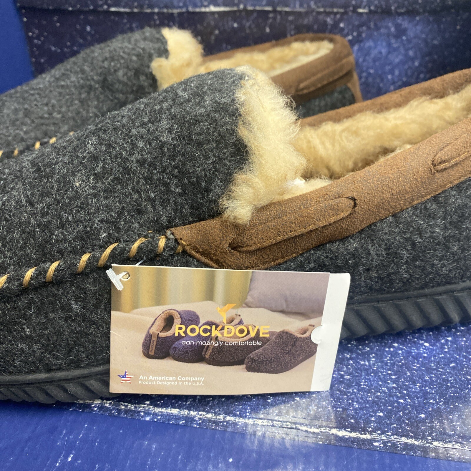 RockDove Men’s Hearthfire Memory Foam Moccasin Slipper Black/Dark ASH Size 10