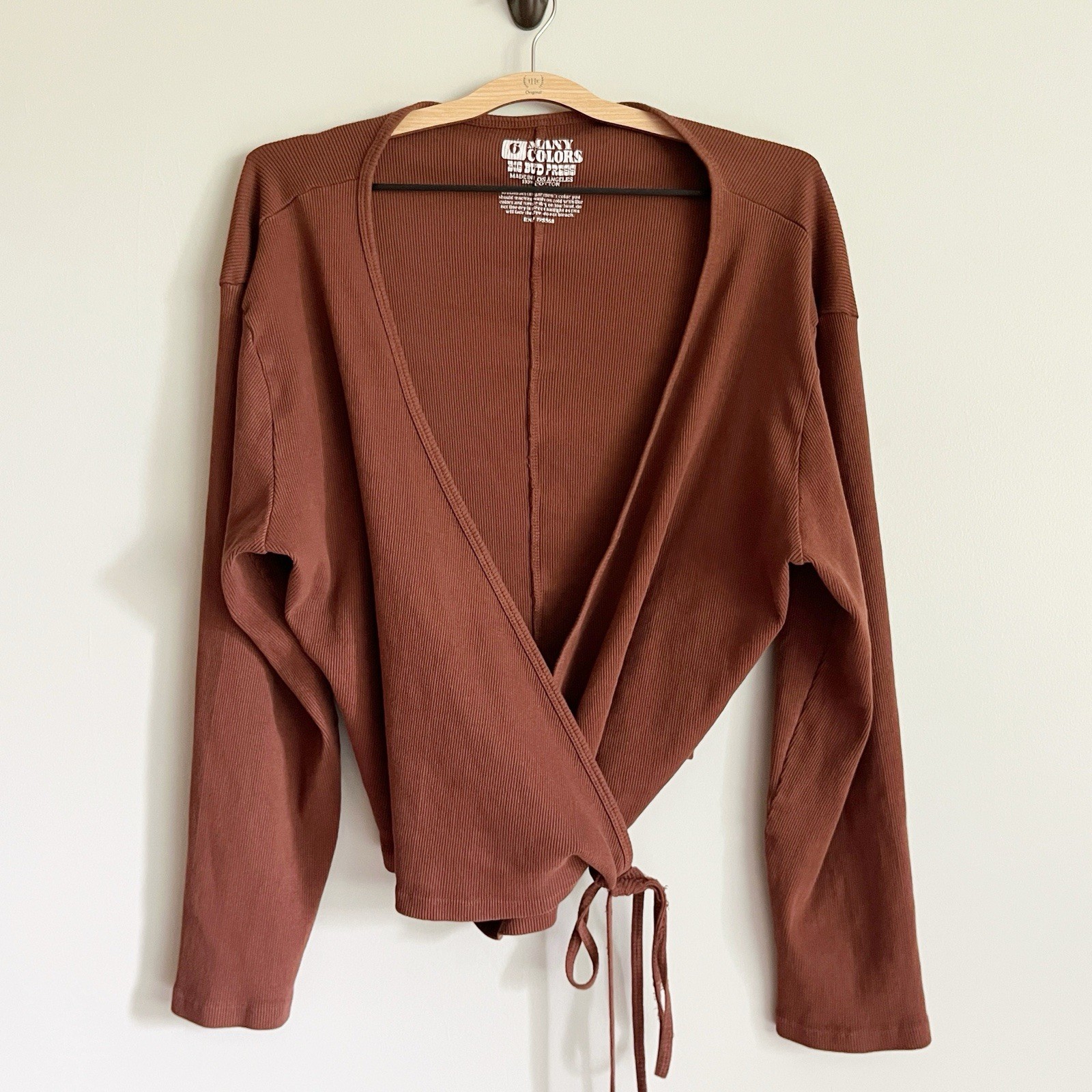 Big Bud Press Size 3X Wrap Top Many Colors Brown Ribbed 100% Cotton Long Sleeve