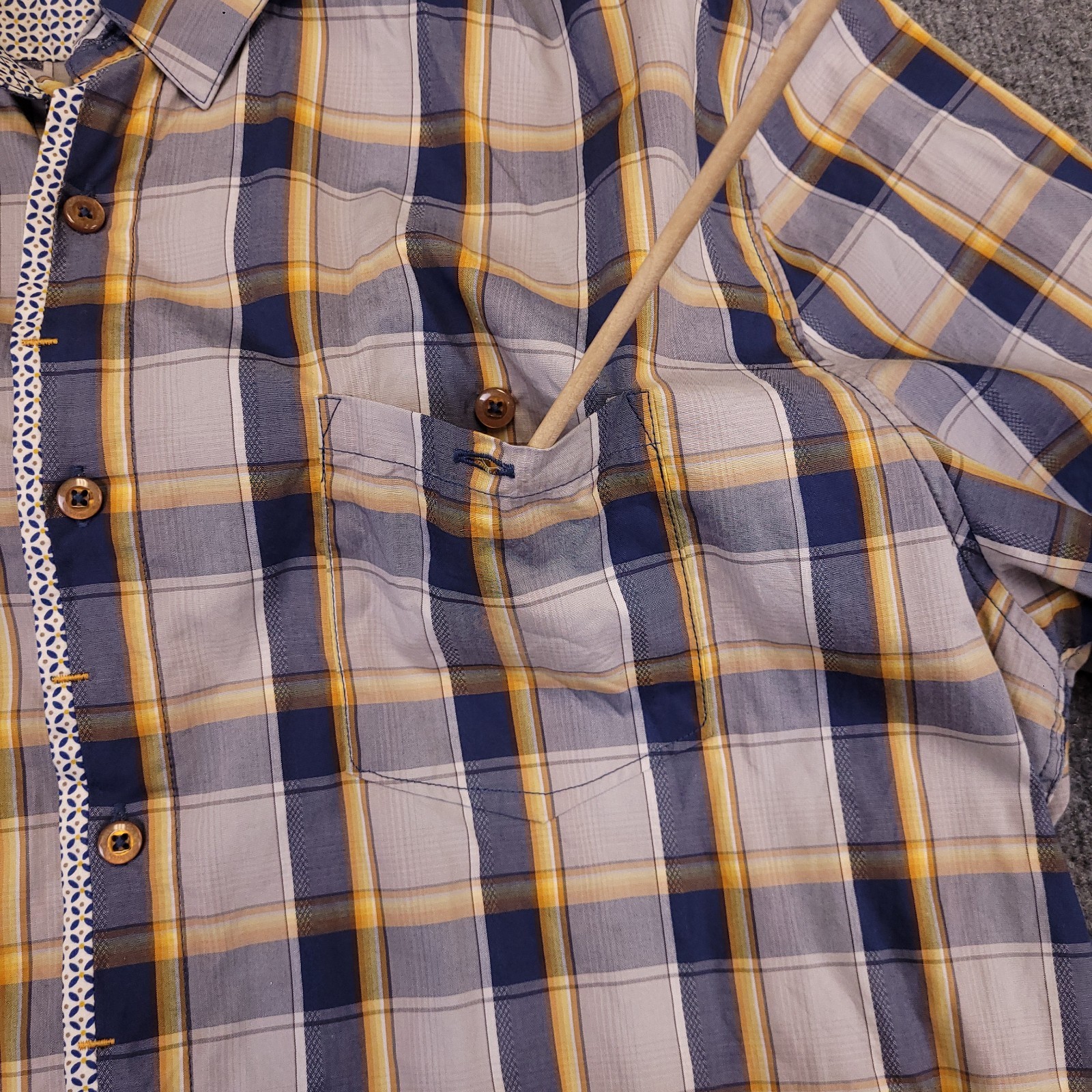 7D 7 Diamonds Mens 2XL Shirt Plaid Cotton Short Sleeve Trim Contrast Spread
