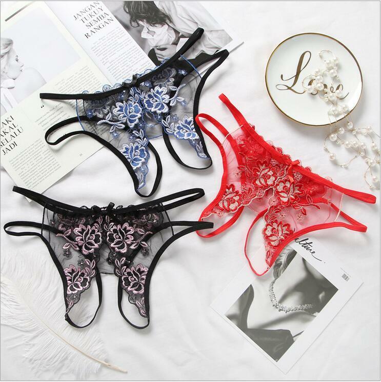 G String Thongs for Women Lace Briefs Panties Sexy Crothless T-Back Underwear
