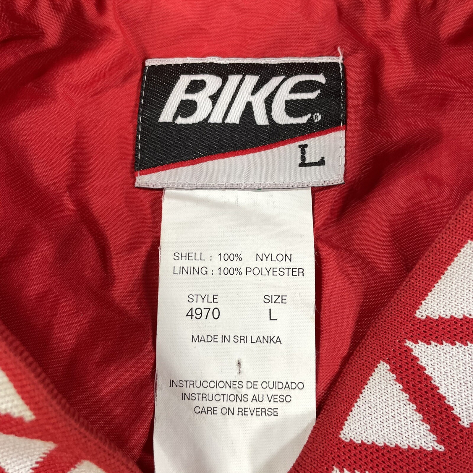 Vintage 80s 90s BIKE Pullover Jacket Large Red River Embroidered Spellout