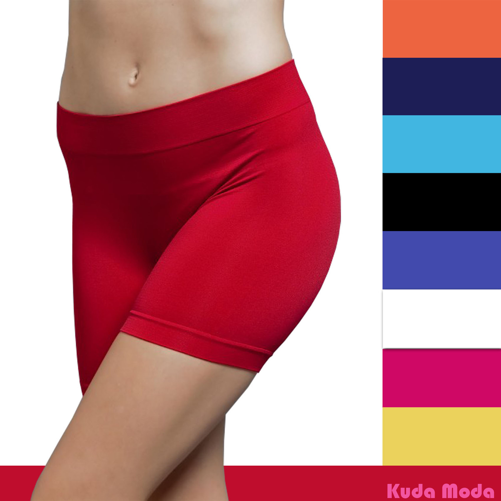 Seamless Stretch Bike Shorts Solid Colors Spandex Workout Basic Plain Tight Pant