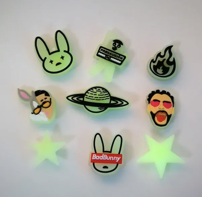Bad Bunny Glow In The Dark Charm For Crocs Shoe Charms – 14 Pieces