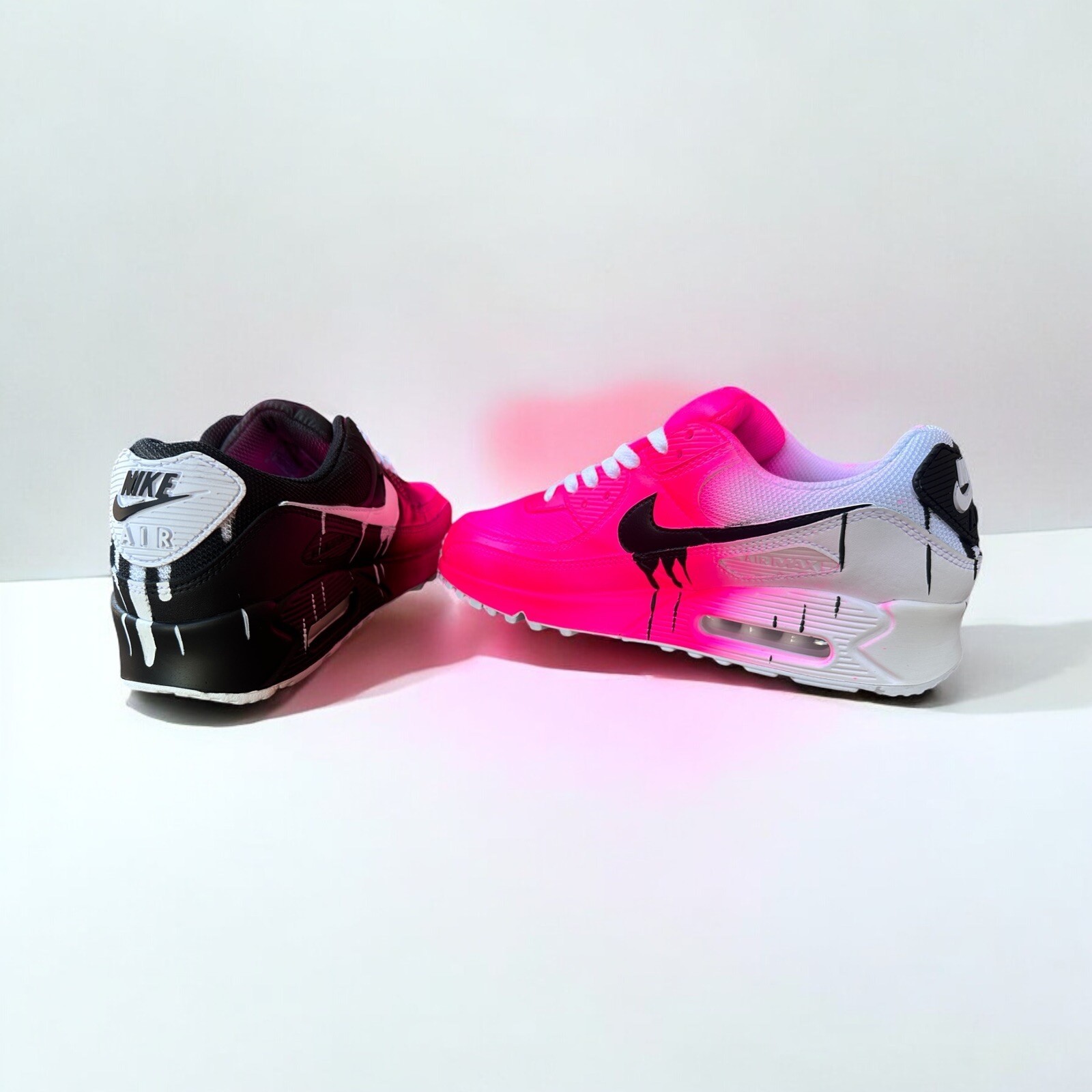 Nike Air Max 90 Custom – Pink Mismatch Fade Drip | Hand-Painted | In-Stock Sizes