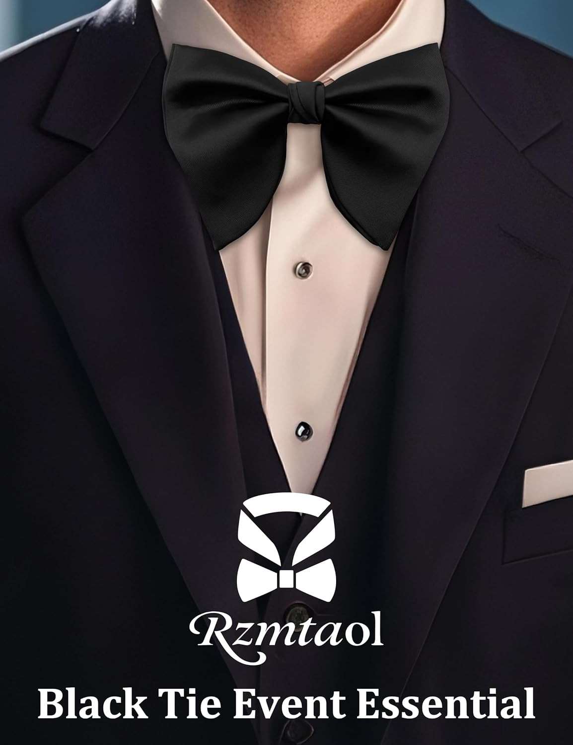 Black Bow Ties for Men Solid Color Pre-Tied Adjustable Bowtie Clip on Bow Tie Fo
