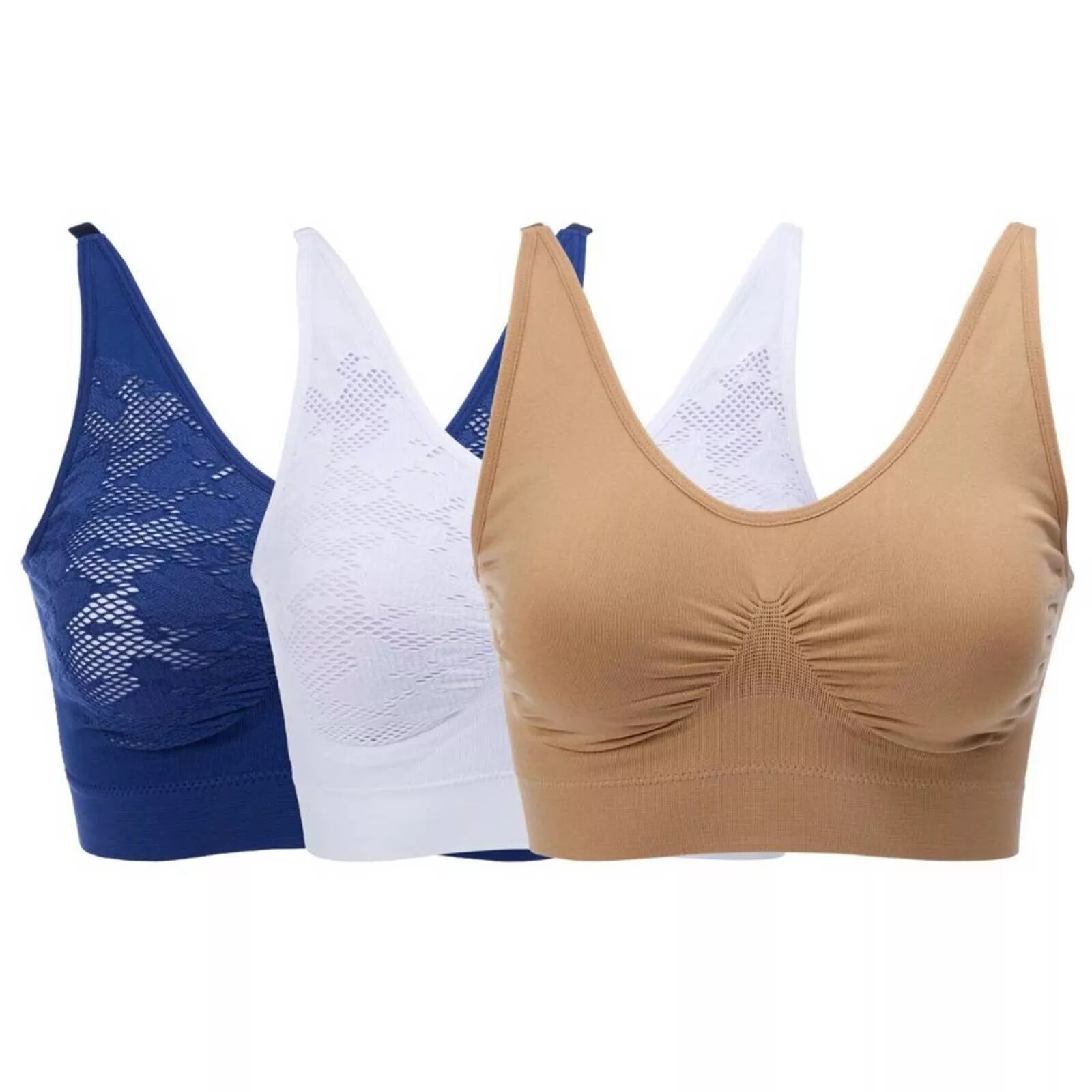 Rhonda Shear 3 Pack Ahh Bra with Adjustable Straps, Multi, Size – XL