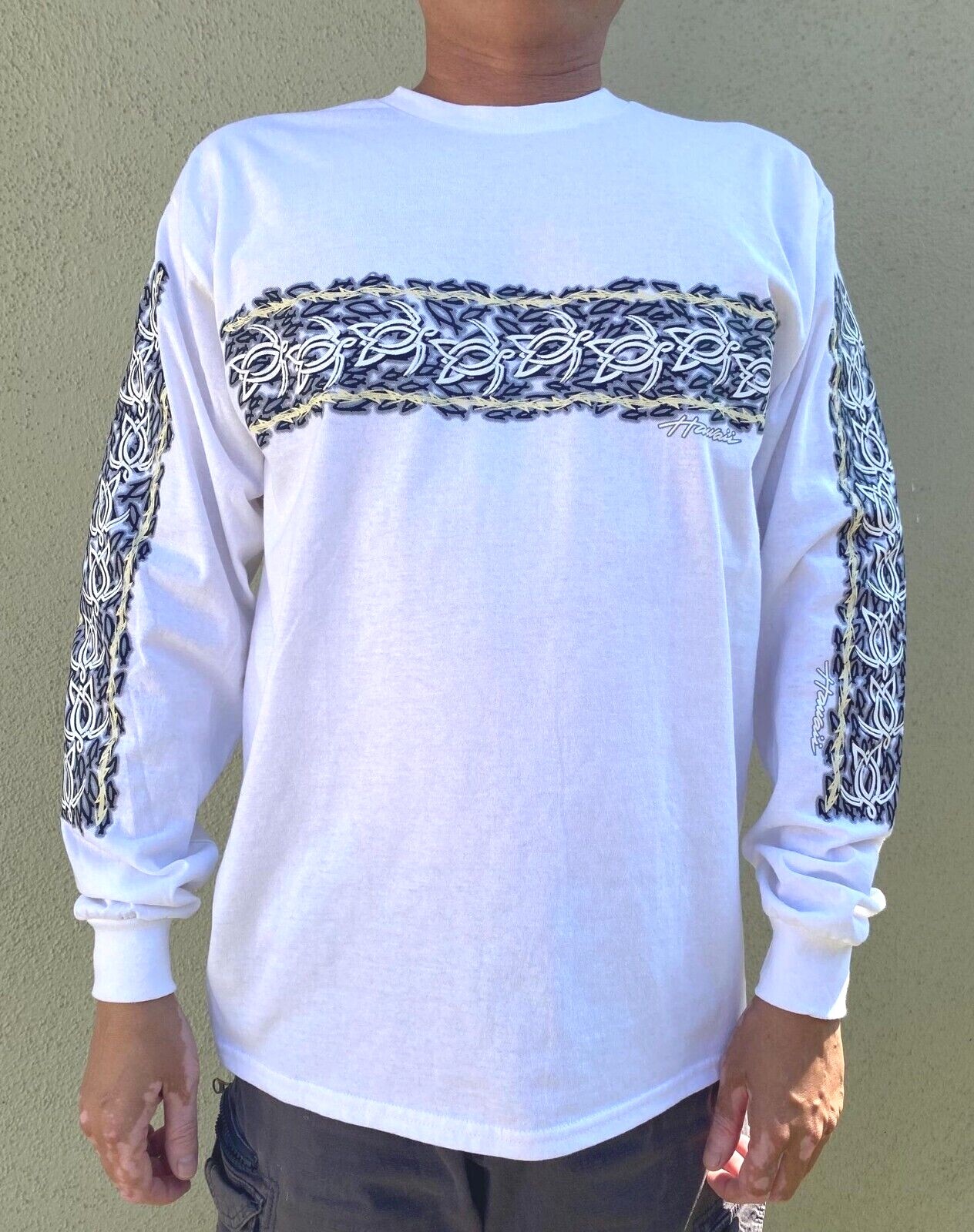 Hawaiian Design Men Women Long Sleeve T-Shirt Surfer Fishing Turtle Honu Island