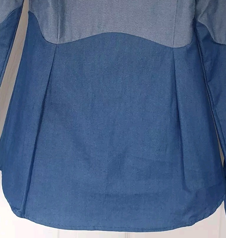 Deborah Lyons Tunic Shirt Blue Long Sleeves Size 10 Cotton Made In England