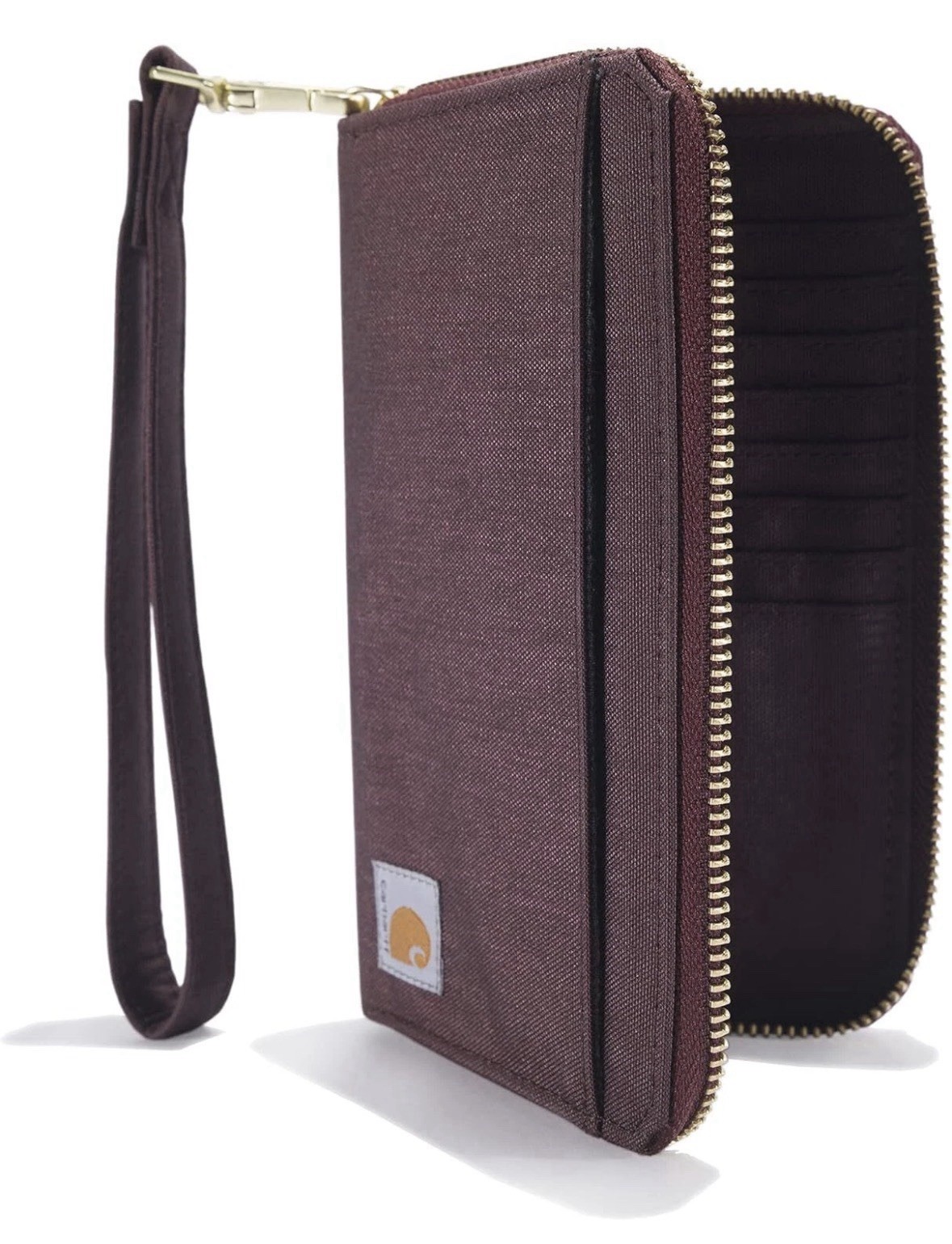 Carhartt Casual Canvas Wallet for Women Nylon Duck Lay-Flat Clutch Deep Wine
