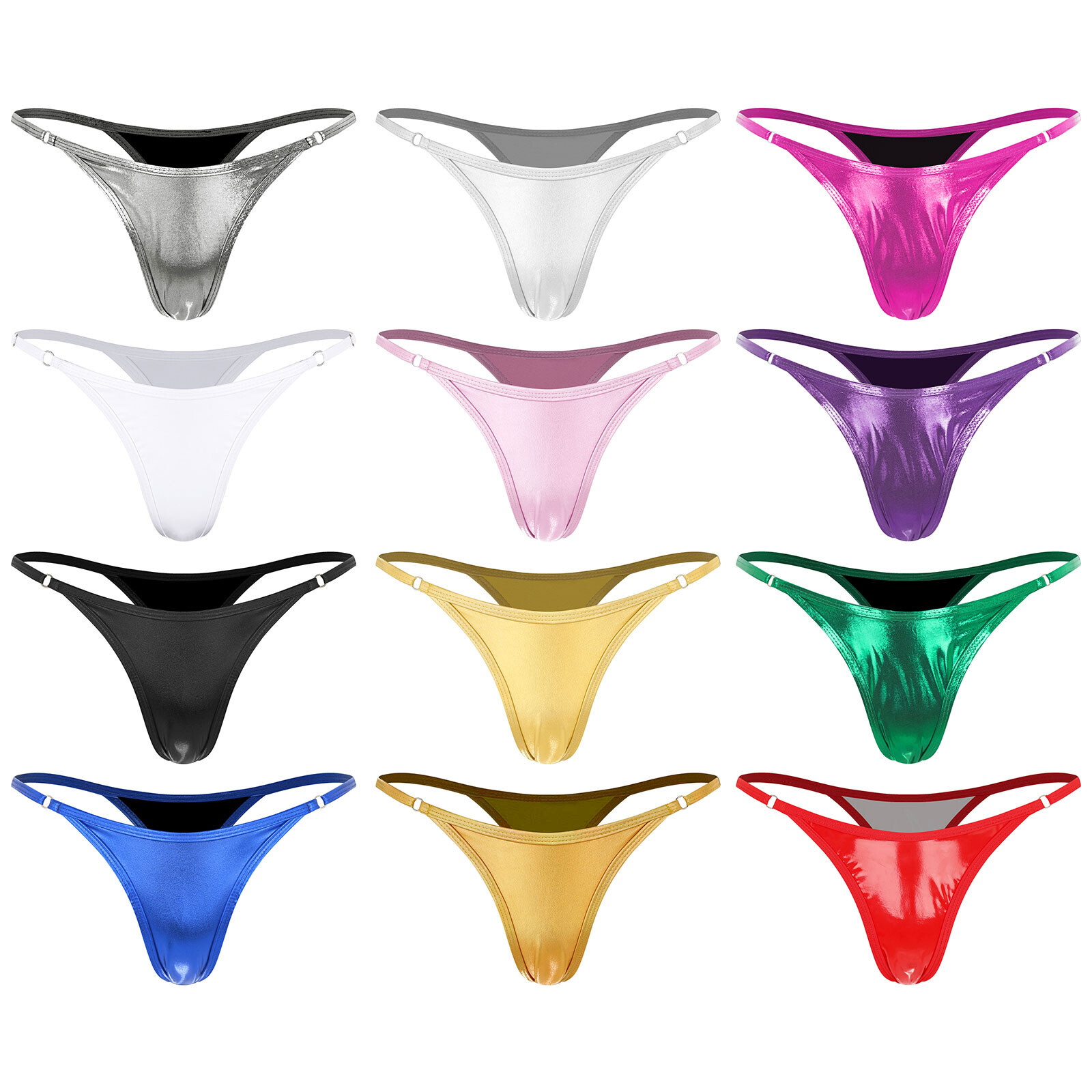 US Womens Metallic G-String Thongs High Waist T-Back Micro Briefs Sexy Swimwear