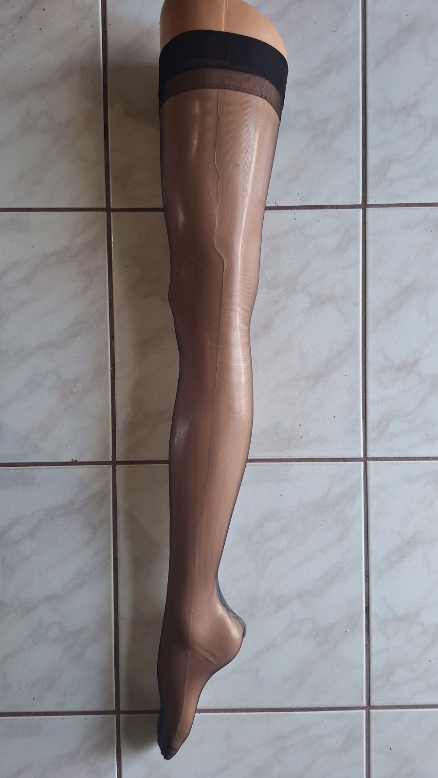 New Ultra Sheer Stockings for a Garter Belt Black Size M/L or L/XL Sheer Toe