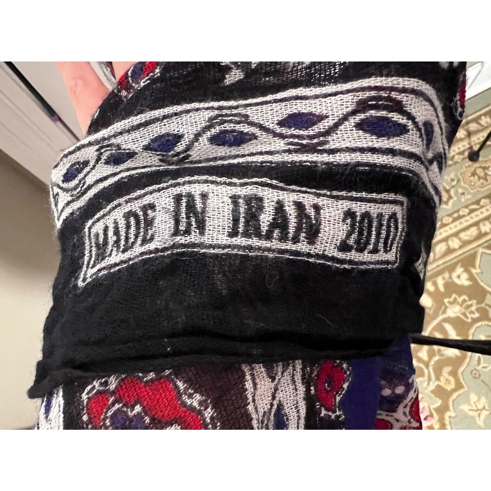 Stunning Purple Red and Black Patterned Scarf Made in Iran