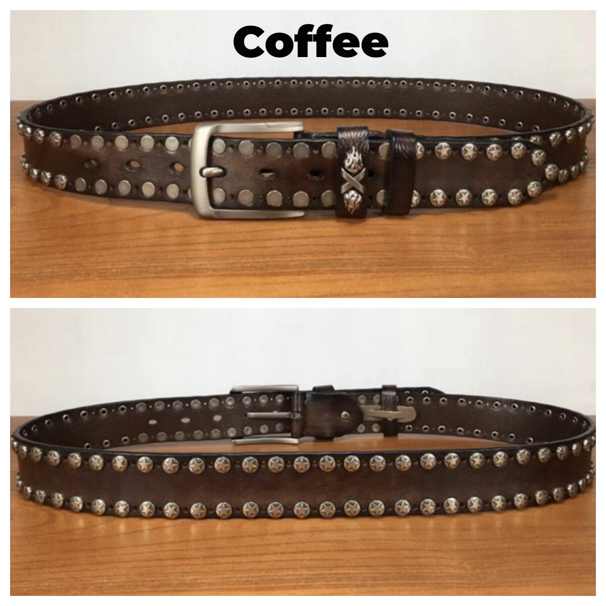 Real Leather Waist Belt Heavy Metal Rivet Studded Unisex Punk Rock Biker Belt