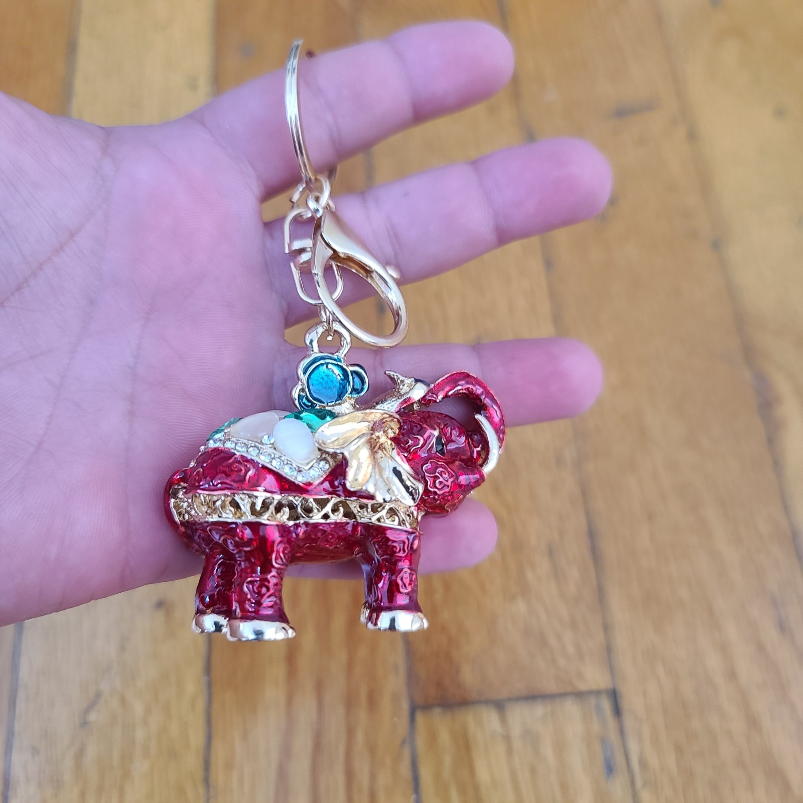 3D Cute Crystal Opal Elephant Pendant KeyChain Handbag Keyring Unisex Gift