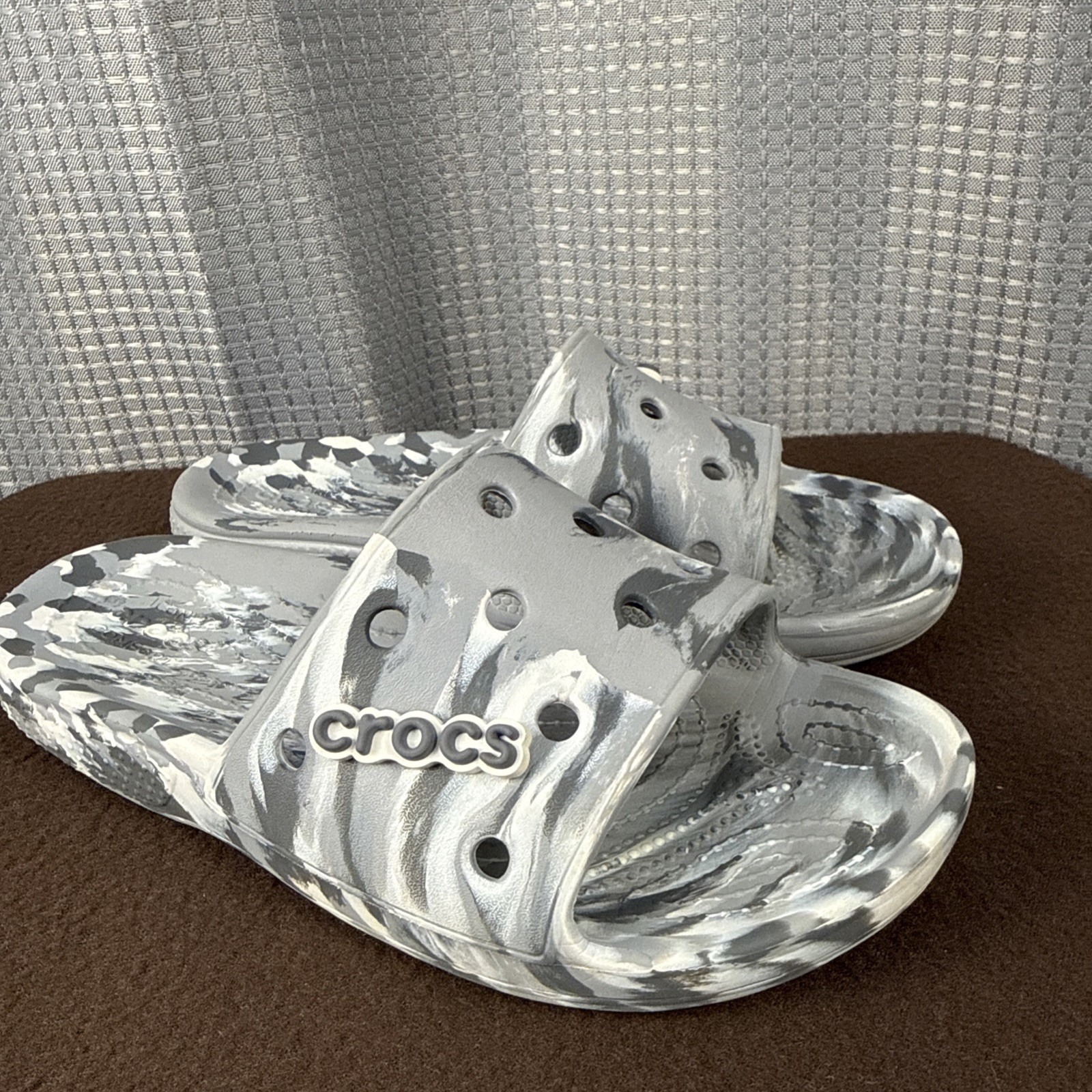 Crocs Marbled Slides Sandals Waterproof Slate Grey Gray Men-4/ Women-6