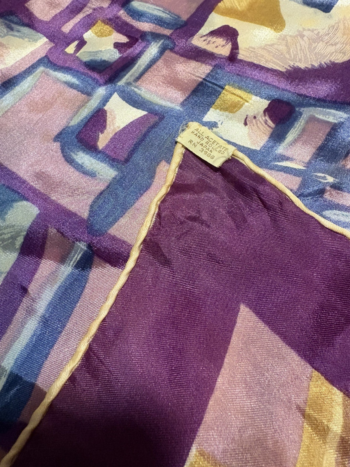 Vintage Abstract Geometric Art Scarf 31”X31”‎ Acetate Retro