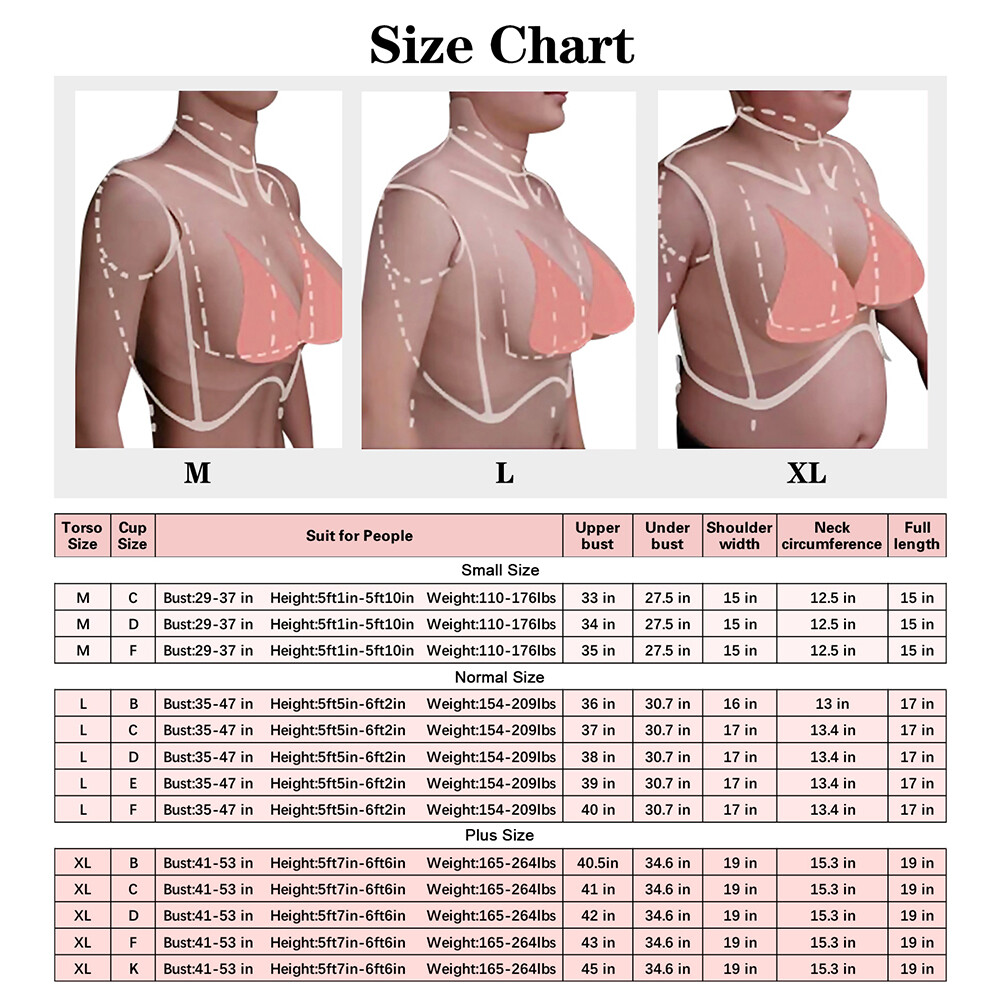 IMI 9th Flocking Silicone Breast Form Boobs B-K Cup Breastplate for Crossdresser