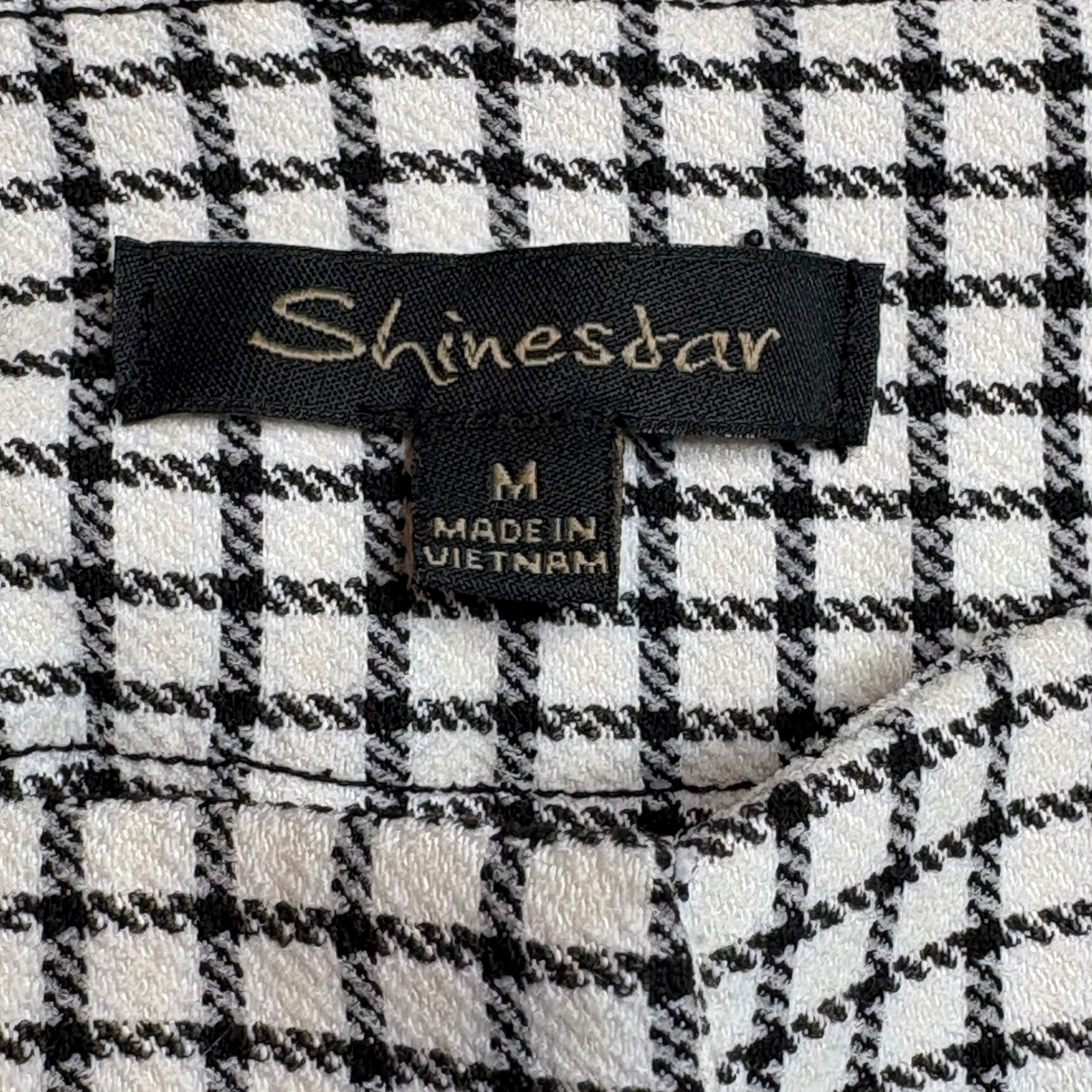 Shinestar Gingham Checkered Pants Black White Y2K Stretch Women Size Large