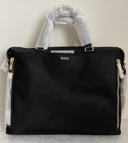 NWT Tumi Voyageur Kendallville Briefcase Bag $495 Black/Gold
