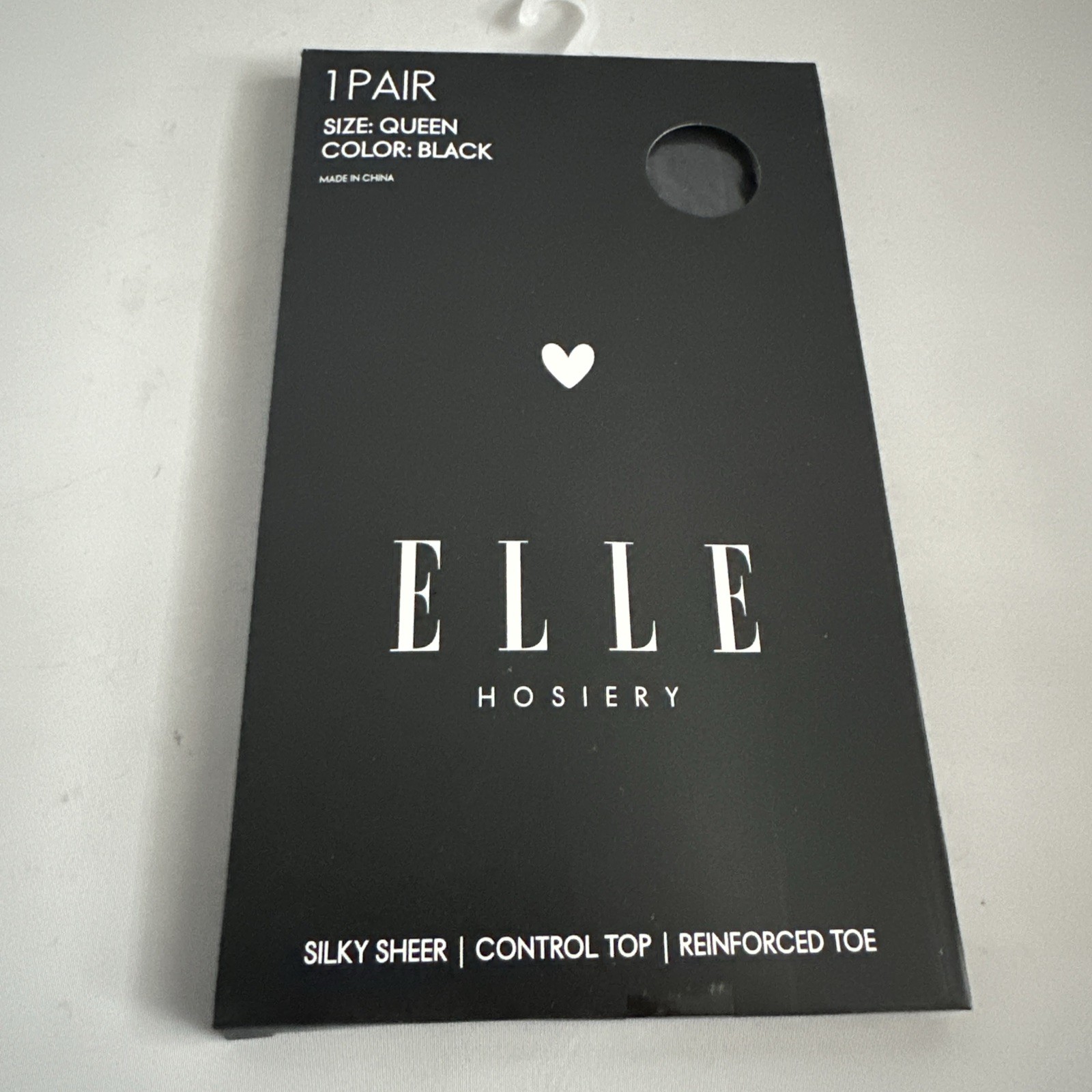 ELLE Queen Size Pantyhose Black Silky Sheer Control Top 100% Nylon Lot of 3