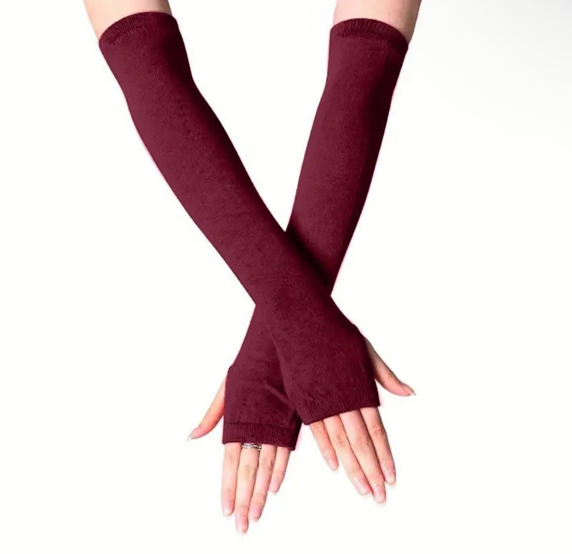 Long Arm Warmers Solid – Striped Fingerless Gloves Winter Wrist Warmer for Women