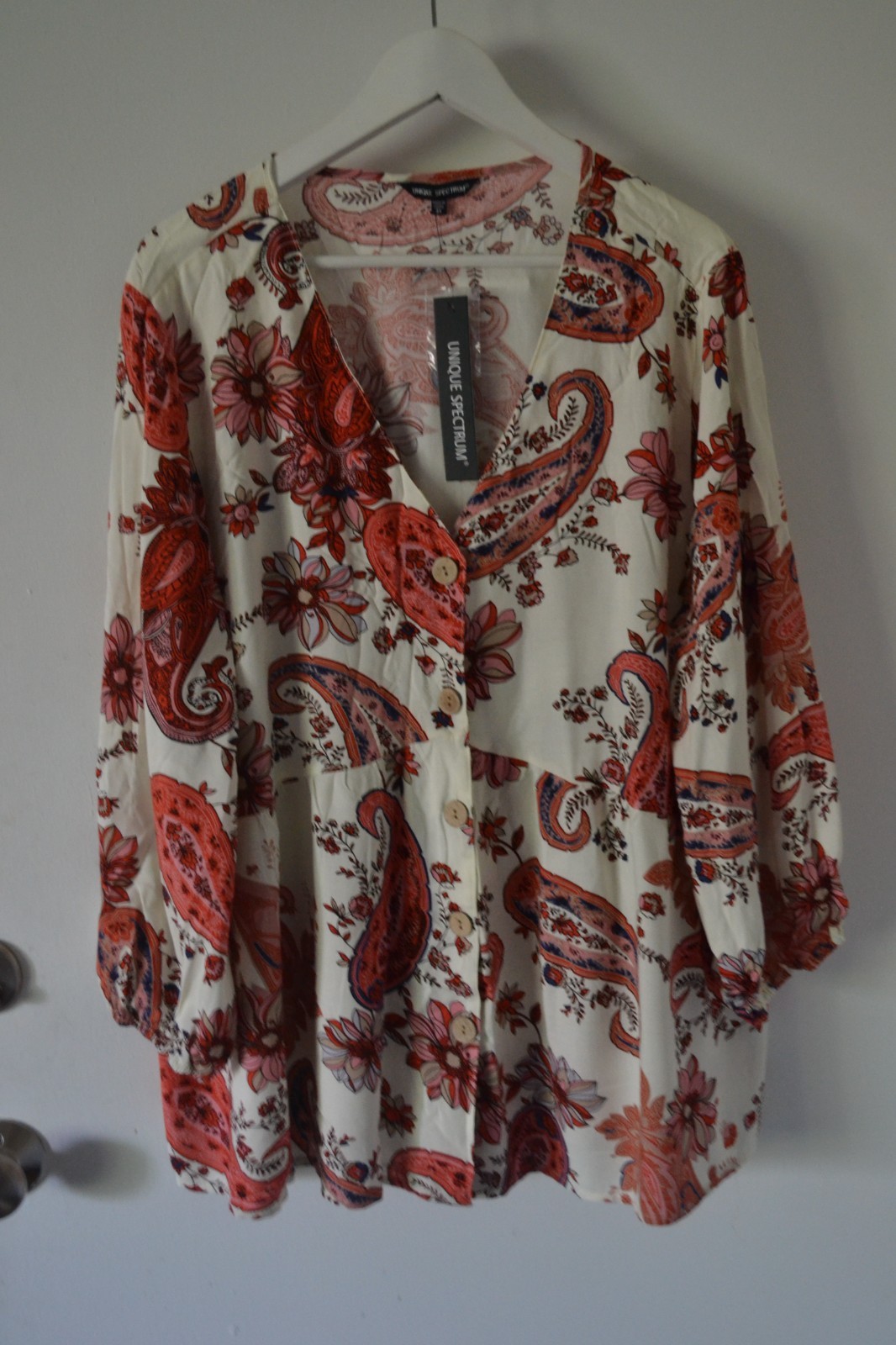 NWT Unique Spectrum Blouse Top Shirt Rayon Plus Size 3X