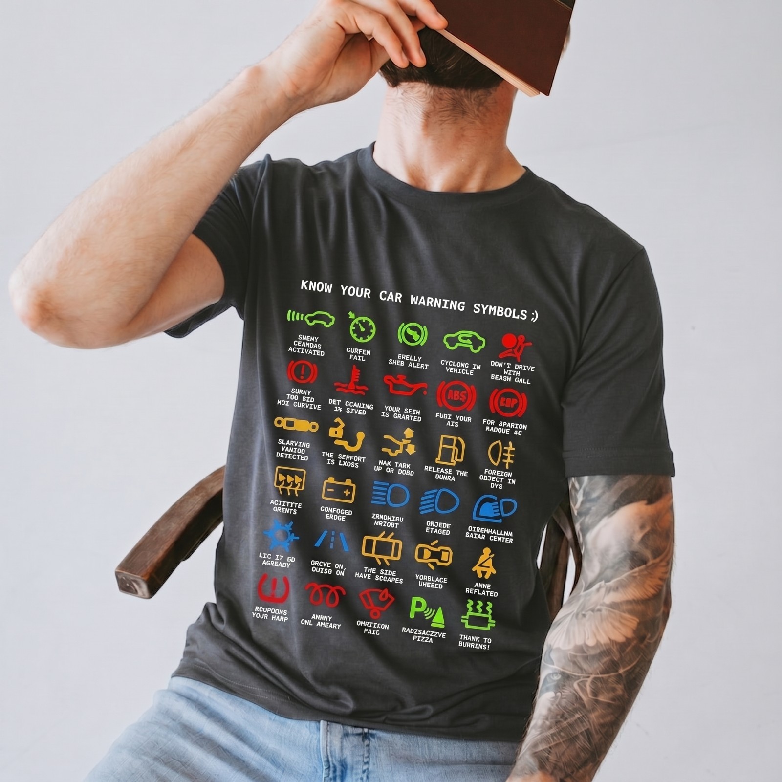 Funny Car Warning Signs Graphic Tee – Unisex Auto Mechanic T-Shirt