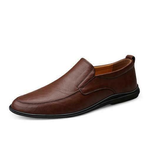 Men faux Leather Slip On Loafers Pointed Toe Business Casual Dress Walking Shoes
