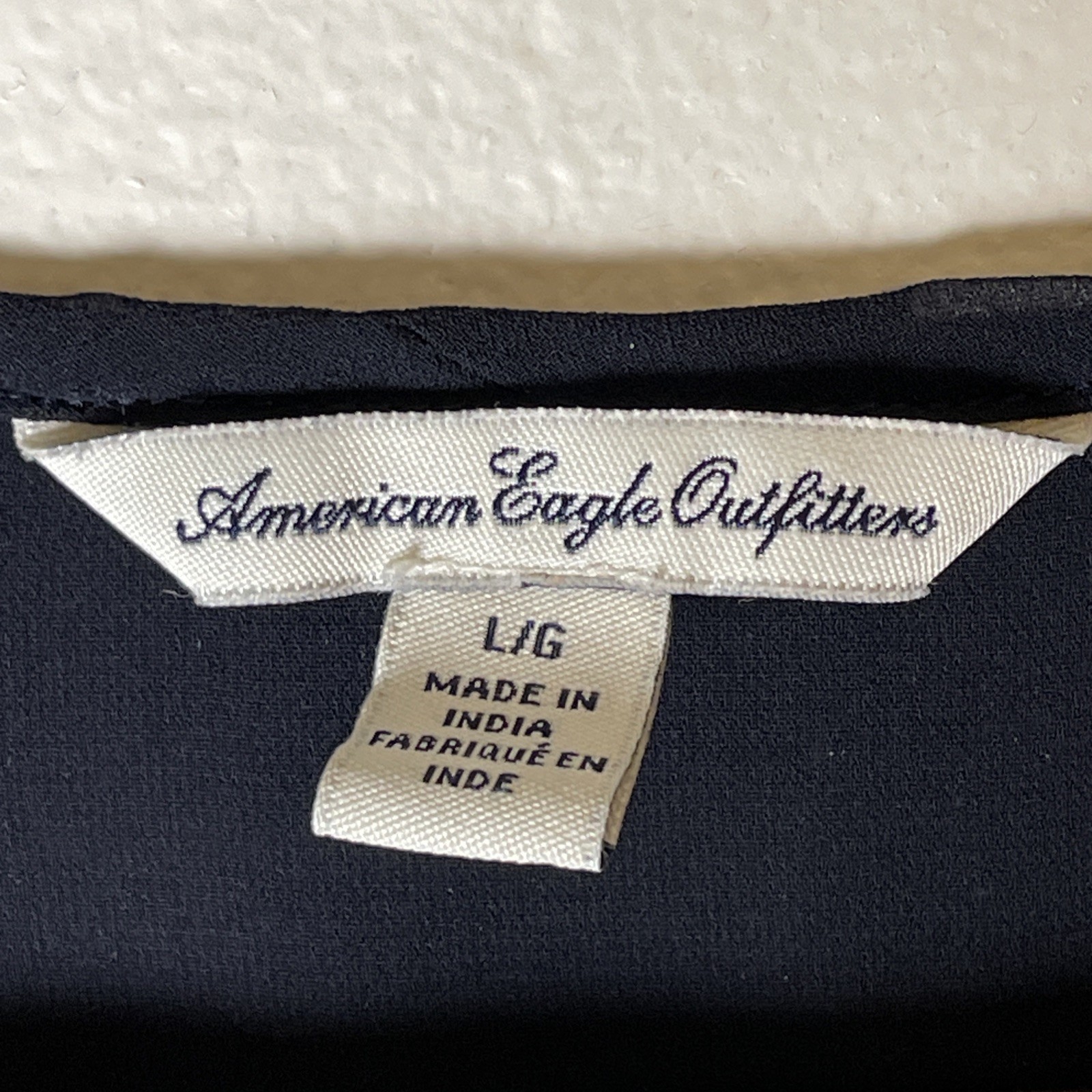 VTG American Eagle Outfitters Sheer Navy Colorful Embroidered Boho Blouse Large