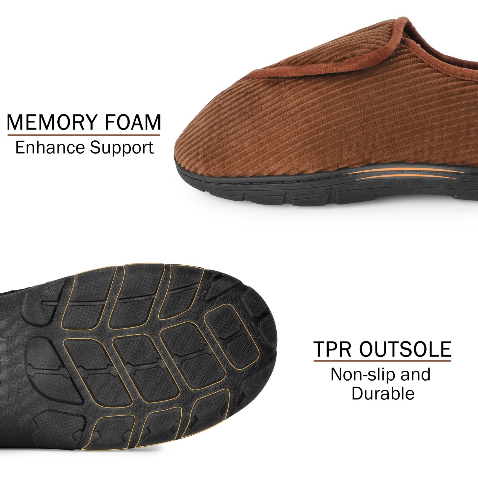 LARGERED Mens Diabetic Slippers Adjustable House Slipper Slip On House Shoes