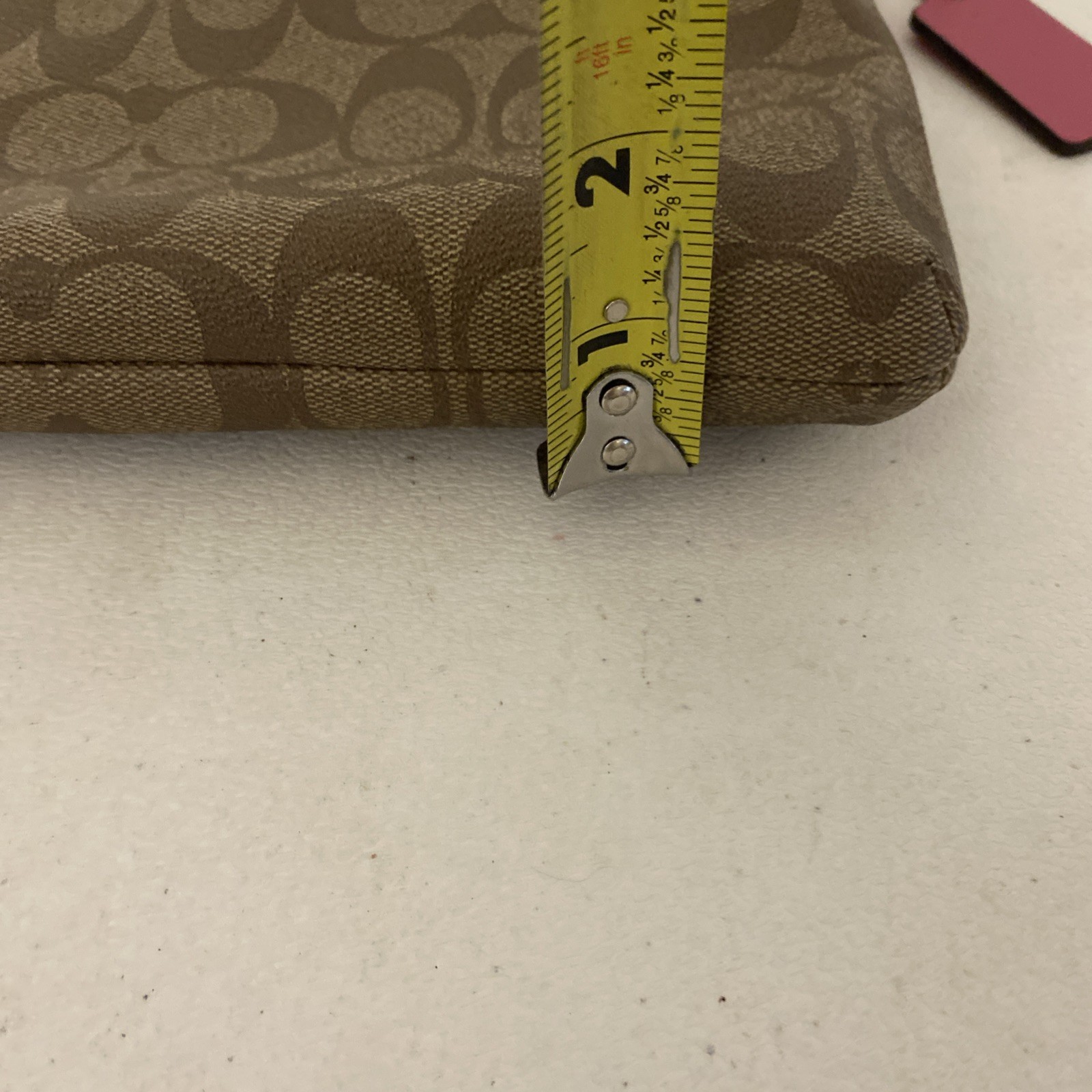 COACH EAST/ WEST POP CROSSBODY BAG IN KHAKI w/ PINK DETAILS & PINK ZIP WALLET