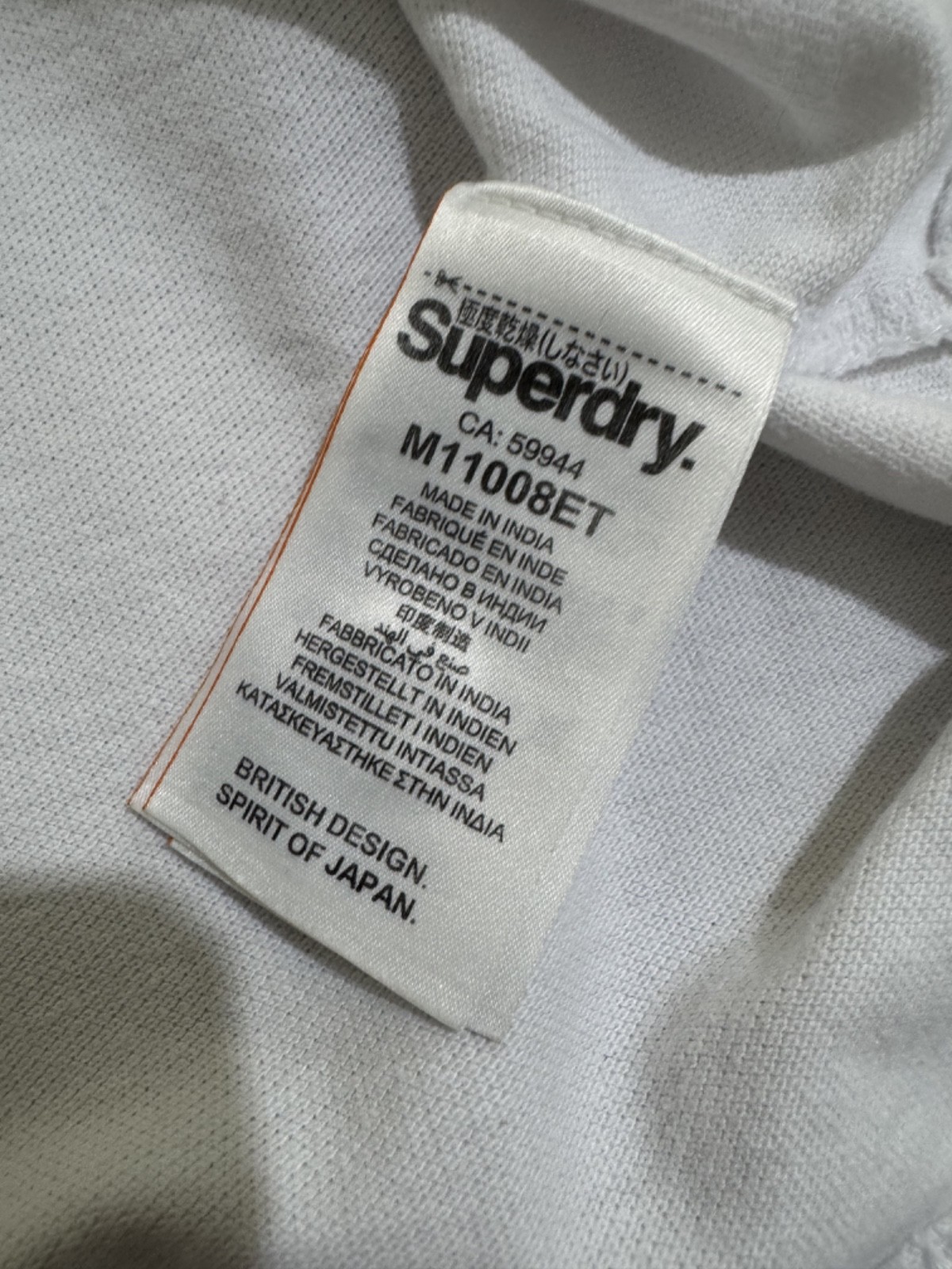 Superdry Premium Athletic Polo Shirt Men XXL Fits L/XL White Distressed Varsity