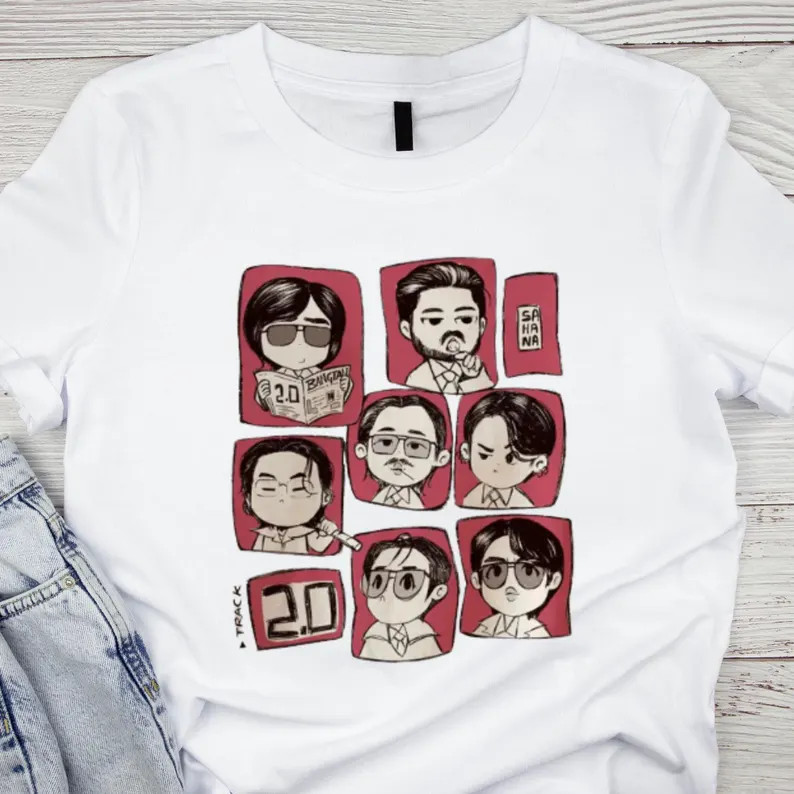 K-Pop Inspired Chibi Characters Shirt Minimalist Cartoon Band Tee Music Fan Gift