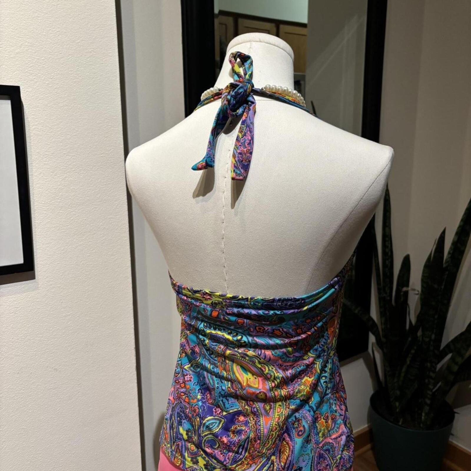 Victoria’s Secret Paisley Halter Tankini Swim Top 34C Y2K