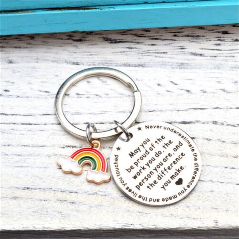 Keychain Stainless Steel Pendant Decoration Encouraging Words Gift Bags Pendants