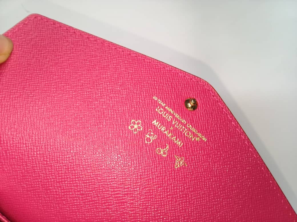 Louis Vuitton White Multicolor Takashi Murakami Sarah Long Wallet Pink Interior