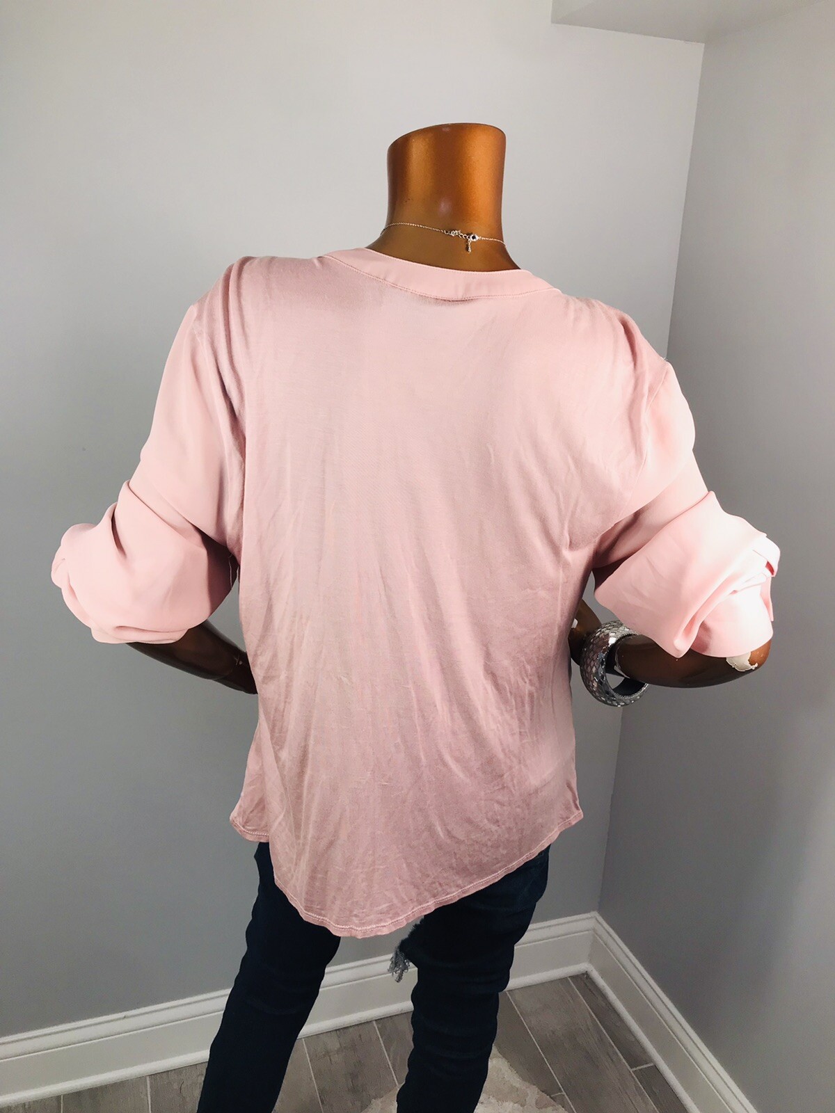 INC XXL Top NWT $59 Twisted Hem Front Button Up Shirt Blouse Low V Cut Long Slvs