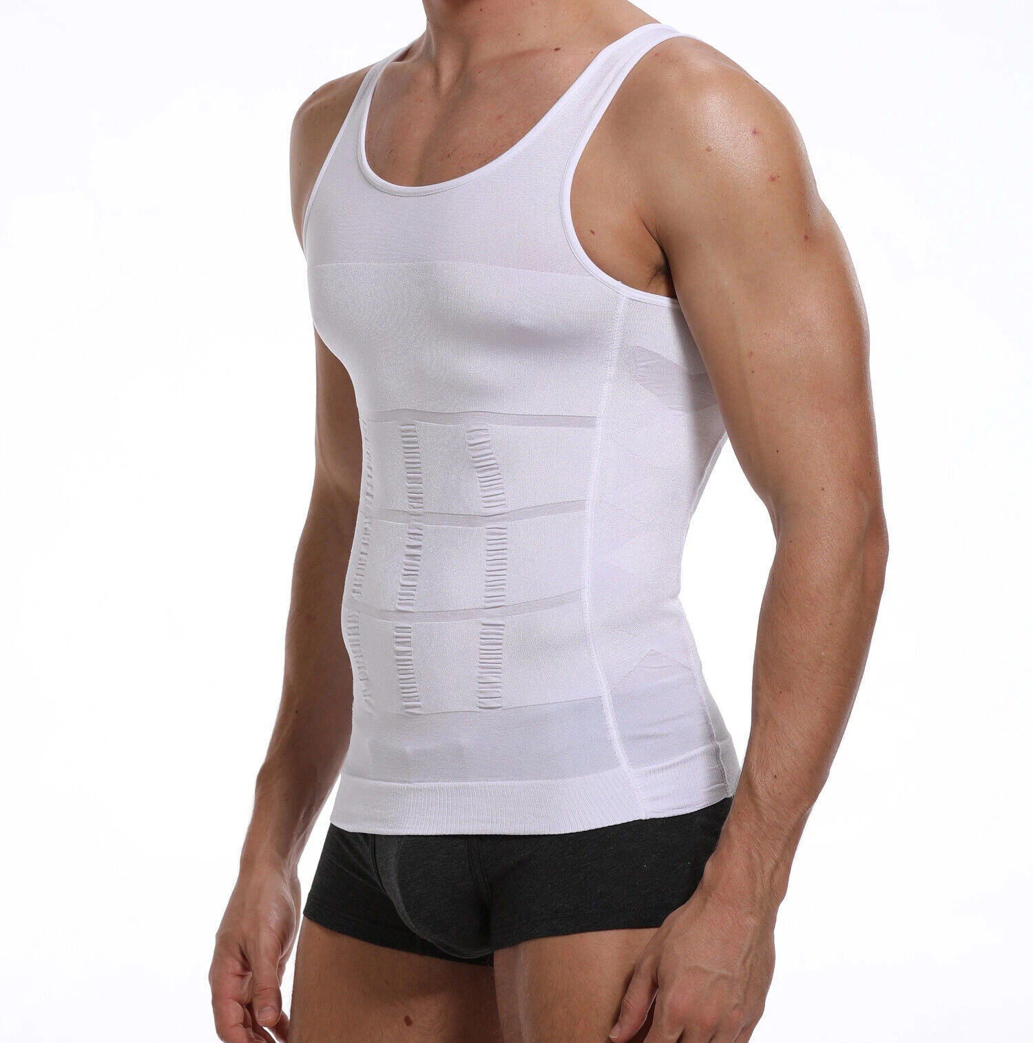 Mens Slimming Body Shaper Belly Chest Compression Vest Girdle T-Shirt Tank Top