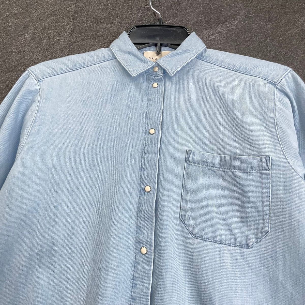 SEZANE Max Long Sleeve Shirt Women’s Size 2 Very Light Denim