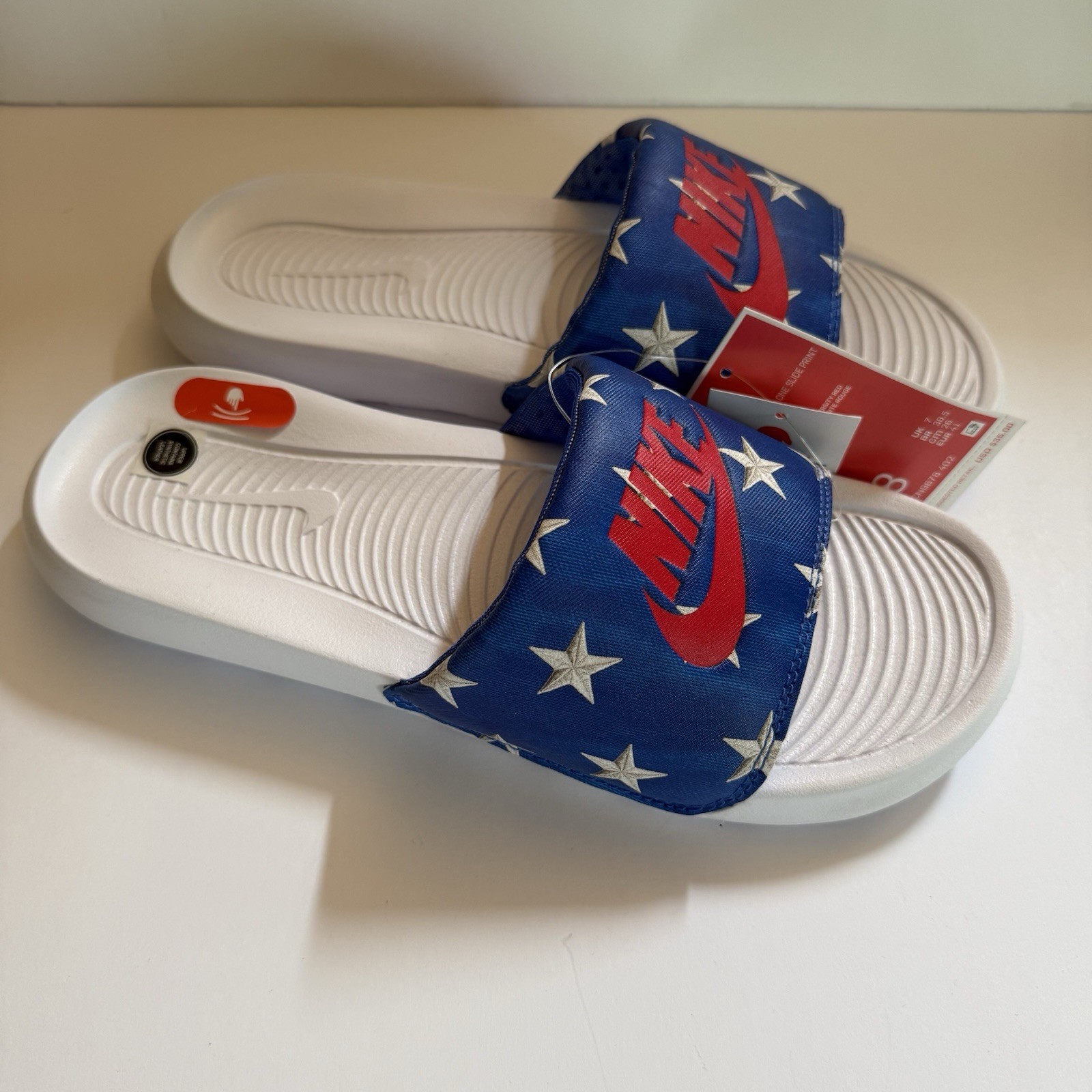 Nike Victori One Print Slide Sandals Red White Blue Mens Size 8 Women 10 NWT New
