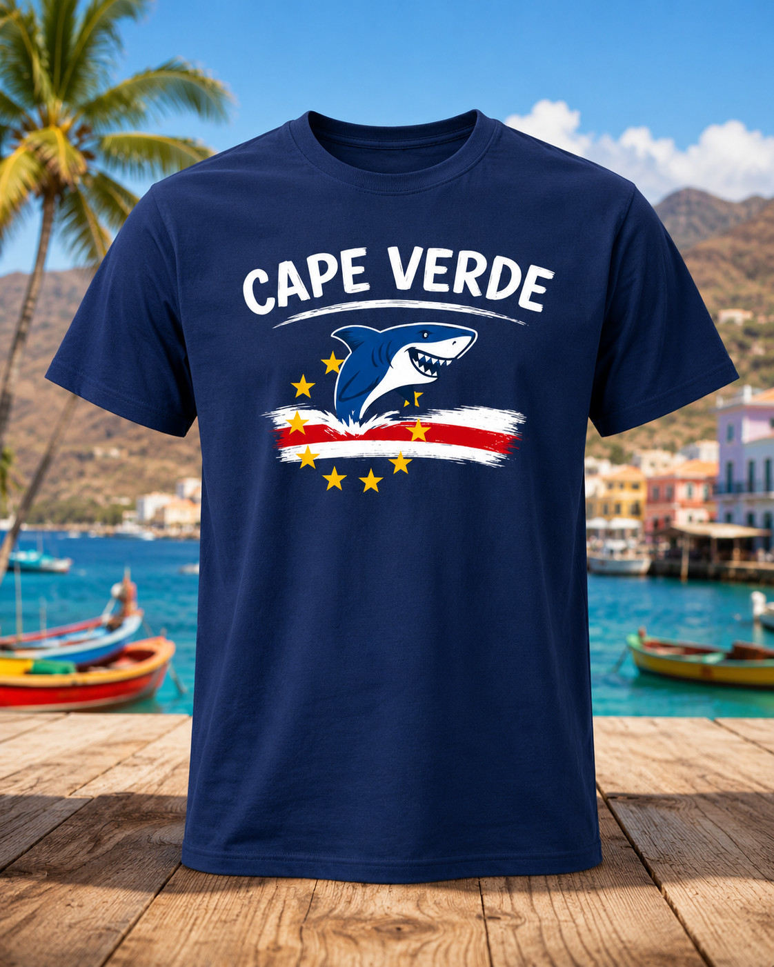 Cape Verde Flag Verdean Day Football Mens Light Cotton T-Shirt