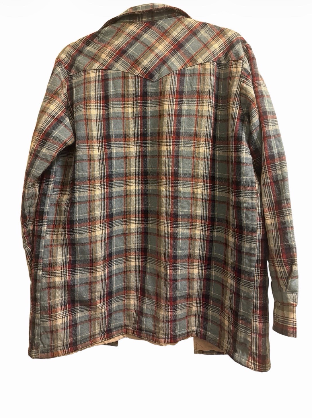 Wrangler Plaid Pearl Buttons Western Button-Up Shirt Jacket Men S Long Sleeve