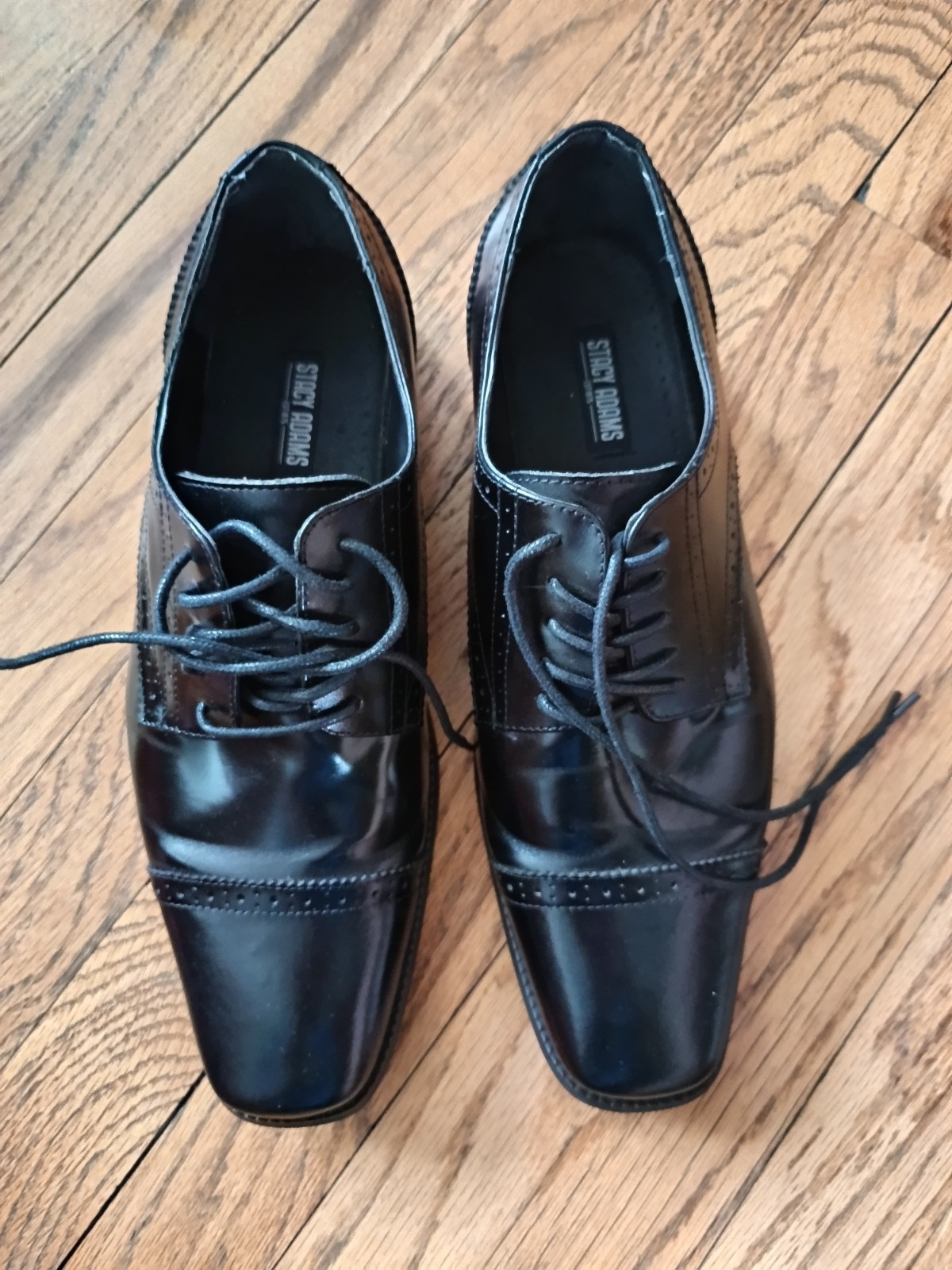 STACY ADAMS Men’s Leather And Manmade Uppers Lining Leather Black Size 9.5W
