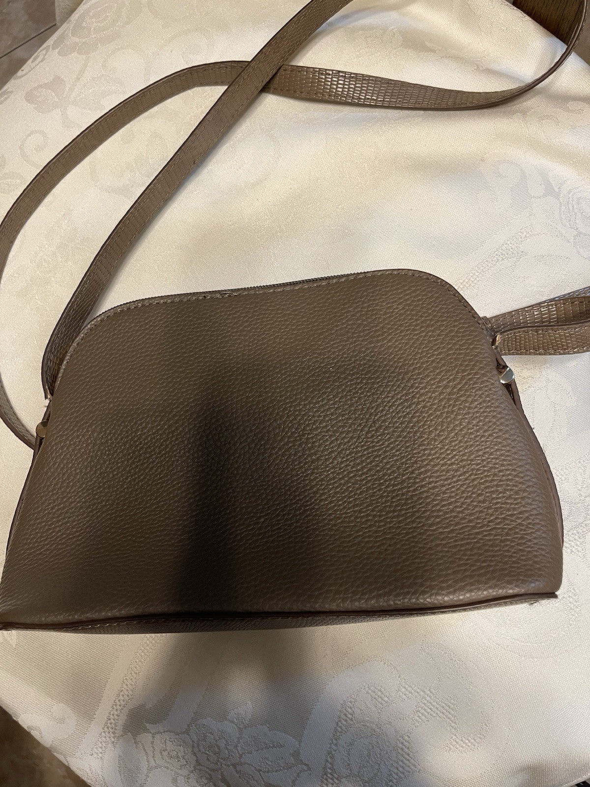 Smalls Anne Klein Crossbody Purse Brown Gold Hardware Faux Leather