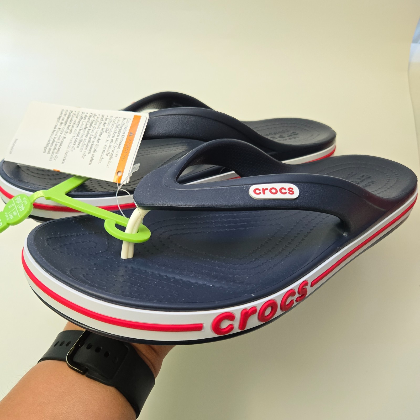 Crocs Bayaband Flip 205393 M9 W11 Navy Pepper New With Polybag Comfort Sandals