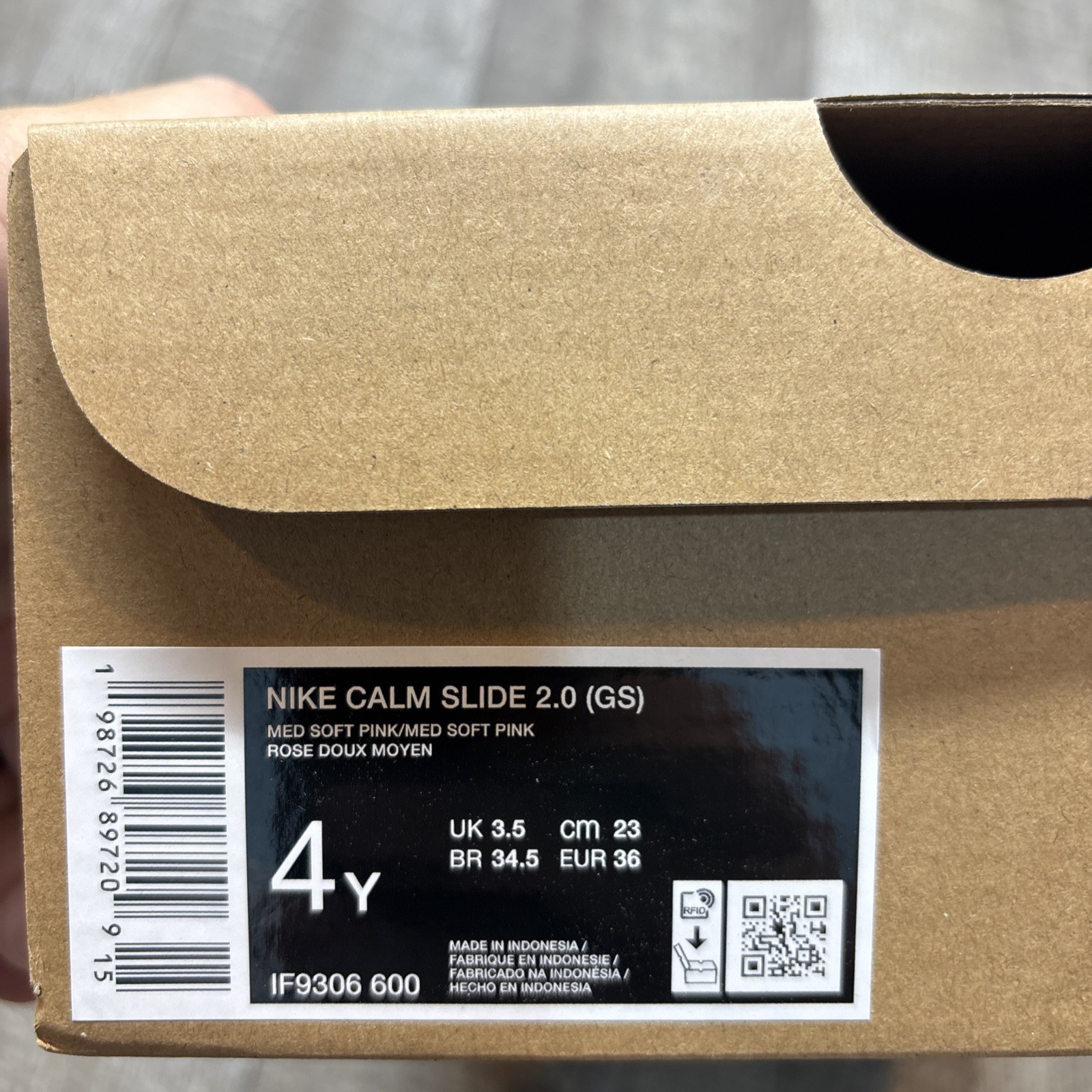 Nike Calm Slide 2.0 Soft Pink Size 4Y NIB