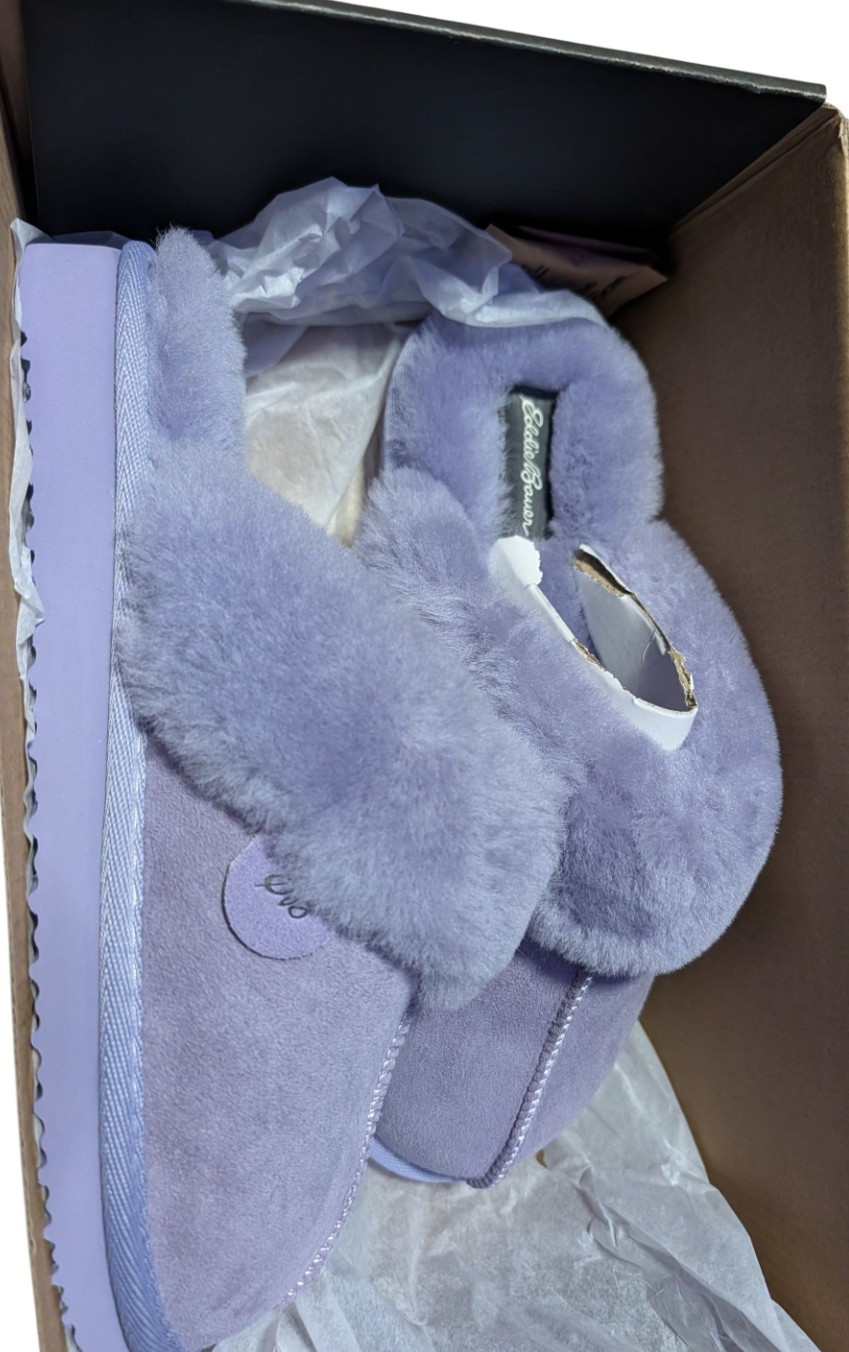 Eddie Bauer Faux Shearling Slippers size 8. Color: dusty lilac